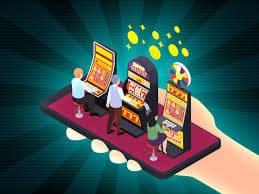 Multiple mobile devices showing ligasga app interface with Liga 1 fixtures and live casino tables